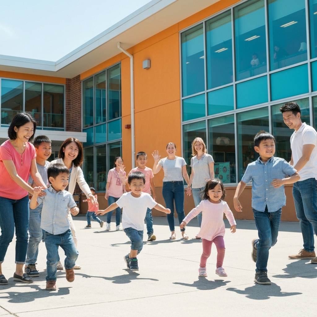 Students and teachers enjoying a school activity